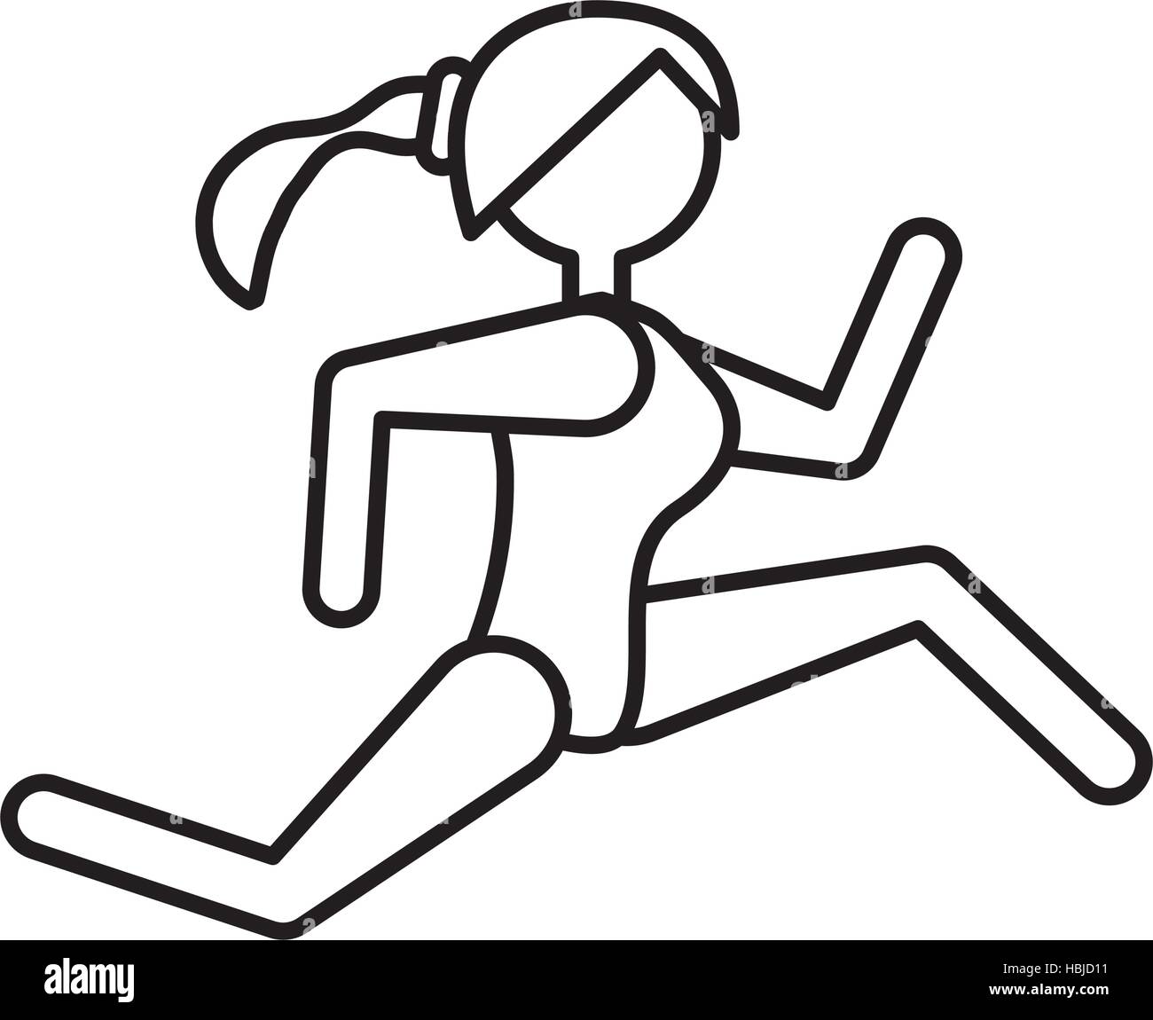 girl athlete running sport outlined vector illustration eps 10 Stock ...