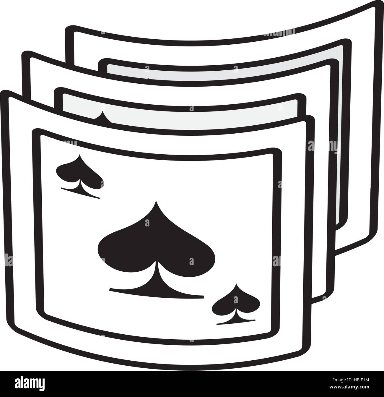 aces spades poker playing card magician outline vector illustration eps