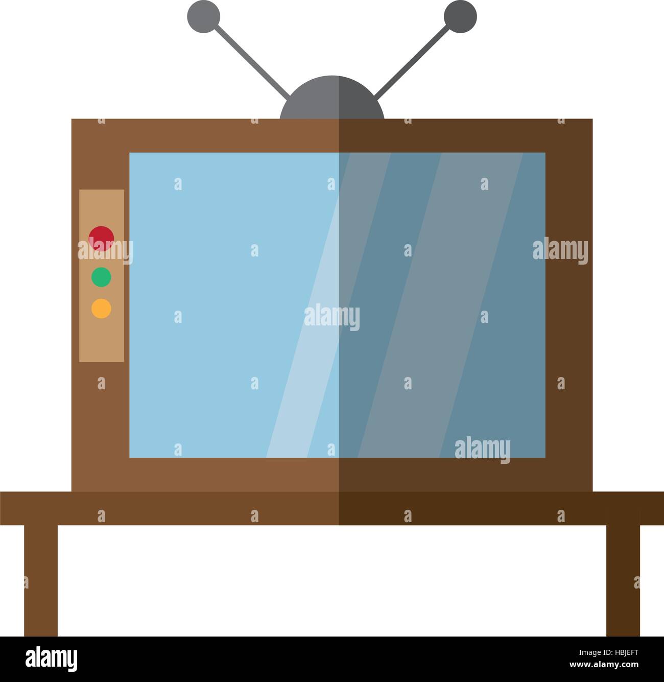 retro television antenna wooden shadow vector illustration eps 10 Stock