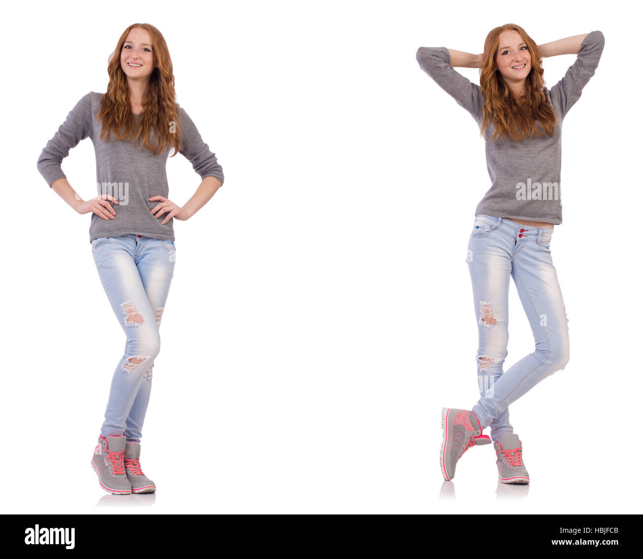 Young woman isolated on the white background Stock Photo - Alamy