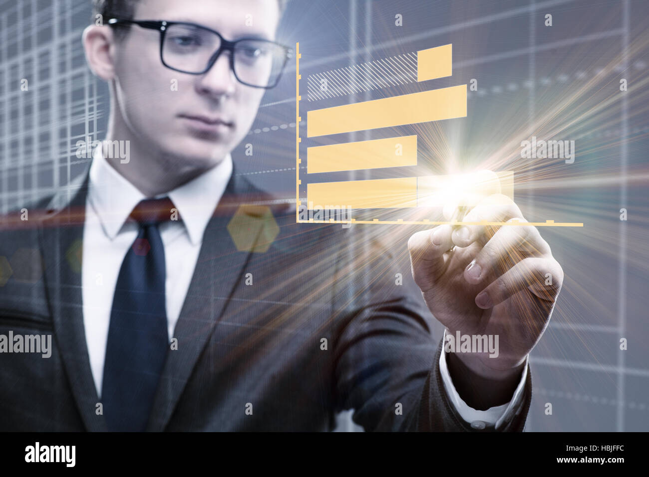 Businessman in business concept with chart Stock Photo - Alamy