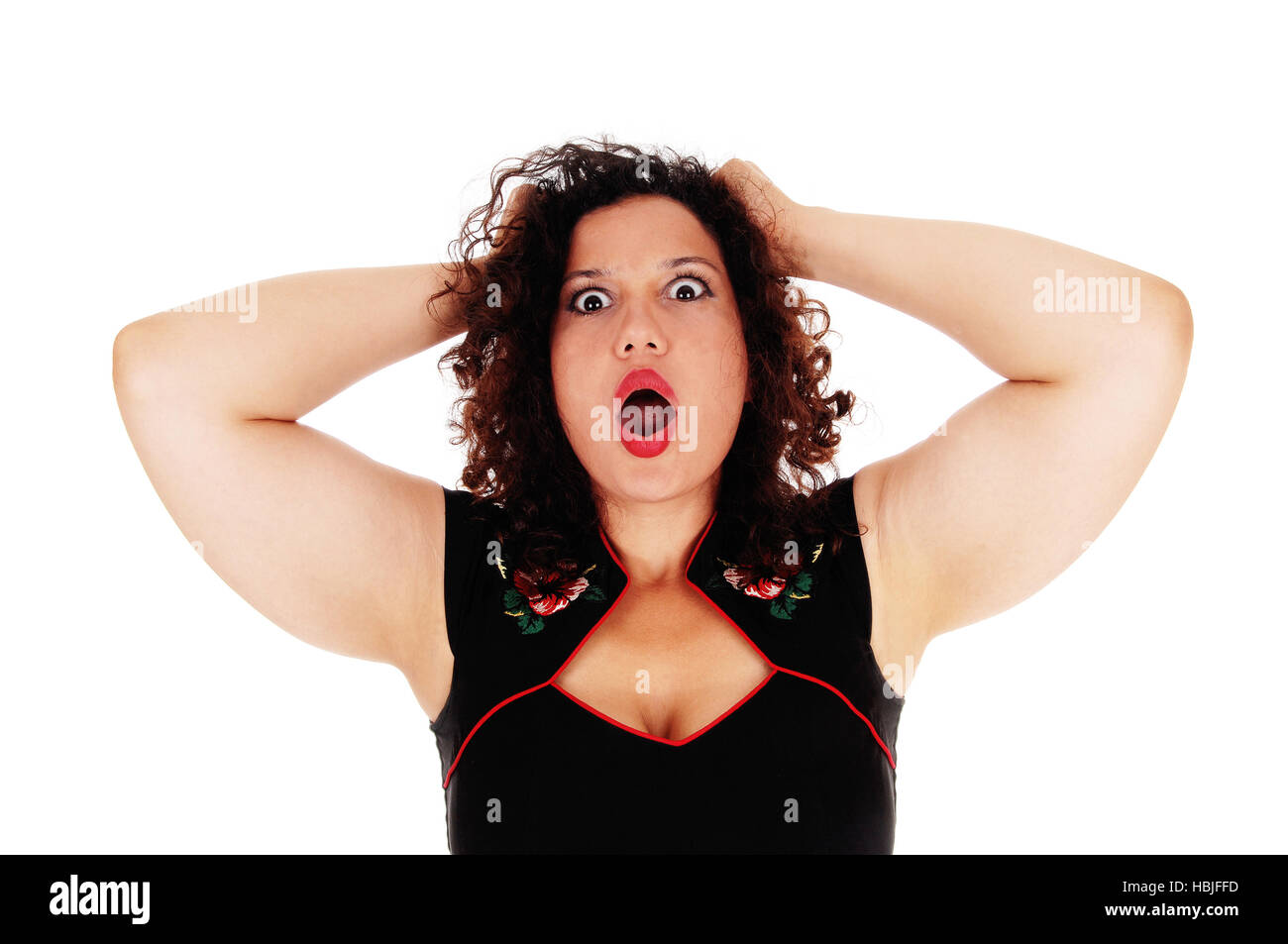 Screaming young woman. Stock Photo