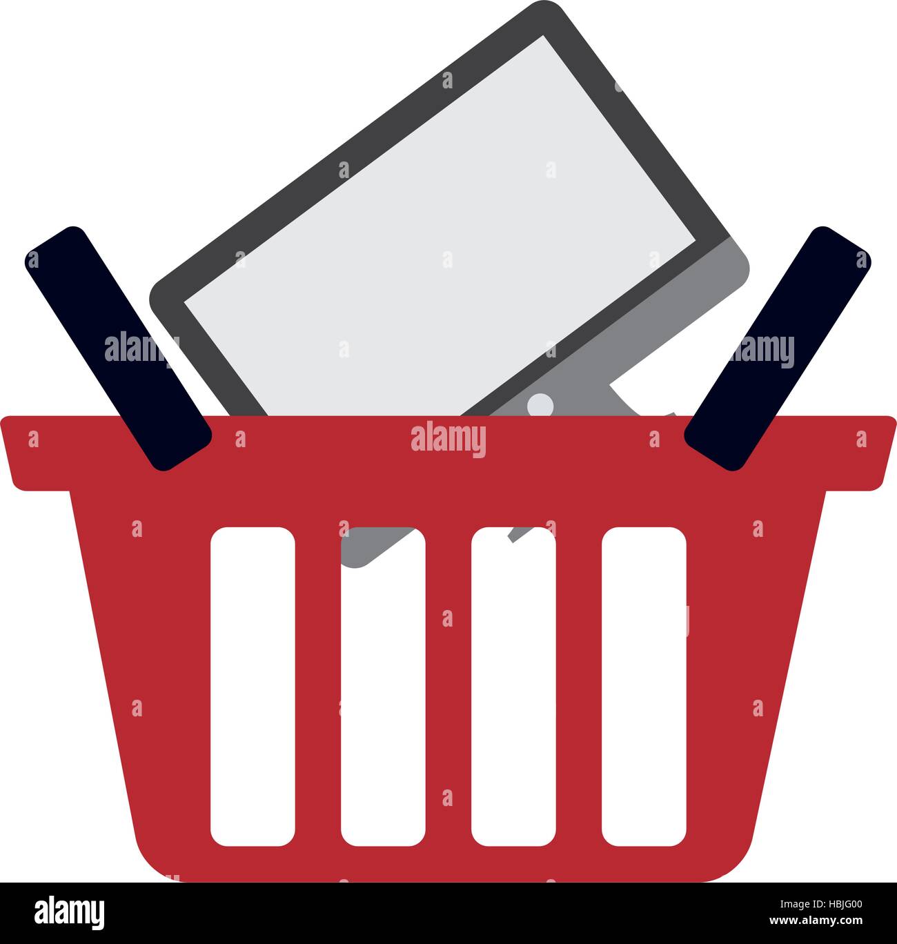 red basket buy online computer screen wireless vector illustration eps