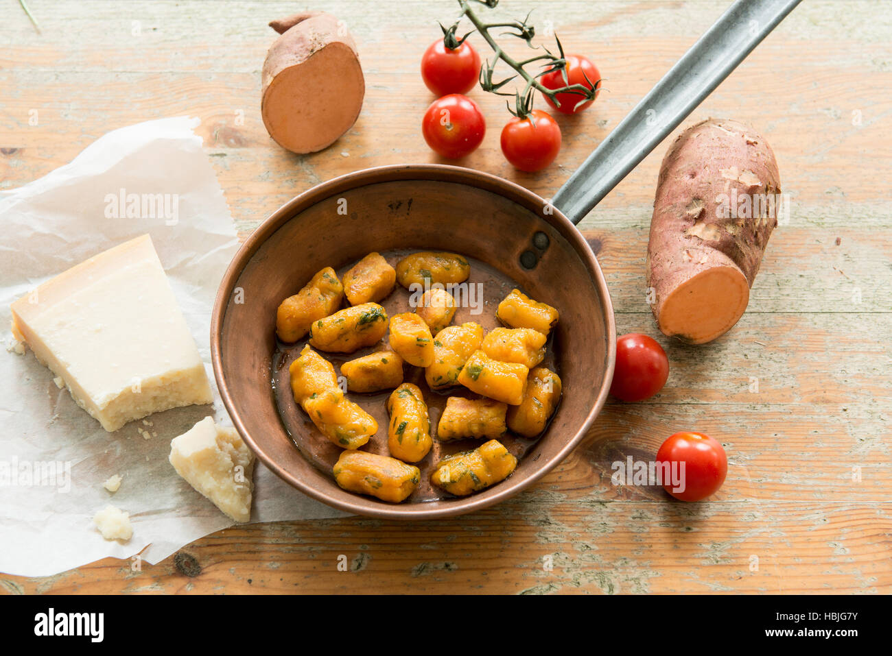sweet potatoe gnocchis Stock Photo