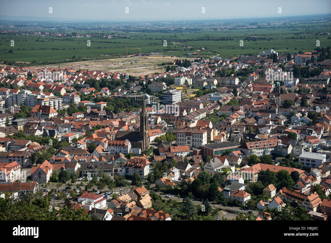 View to Bad Dürkheim and the Rhine Valley Stock Photo