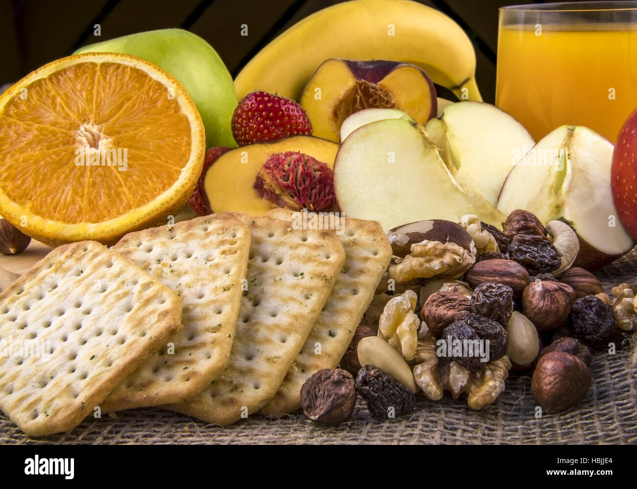 Breakfast with fruits and nuts Stock Photo Alamy