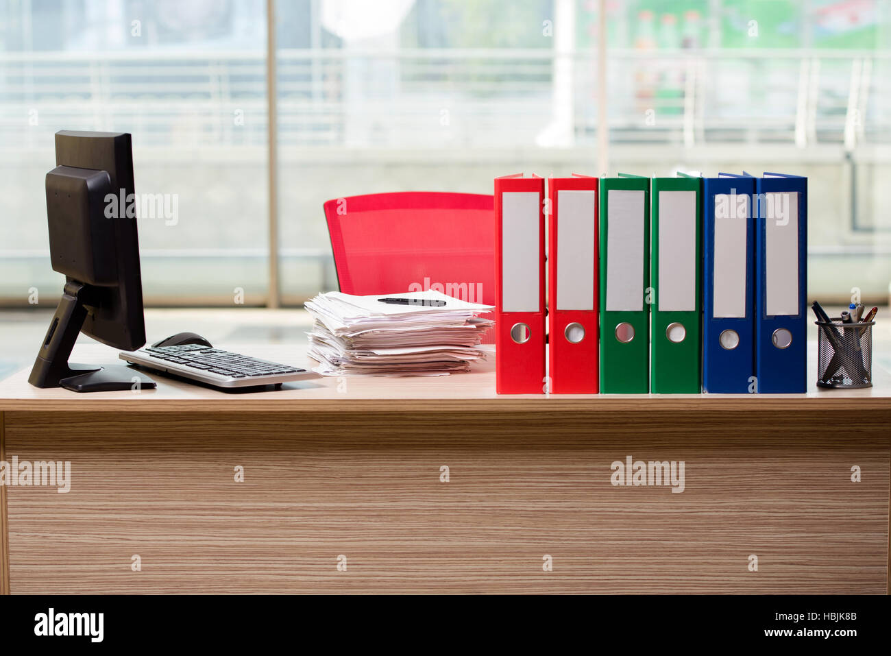 Office binders on the desk Stock Photo Alamy