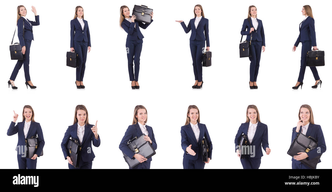 Businesswoman in suit isolated on white Stock Photo - Alamy