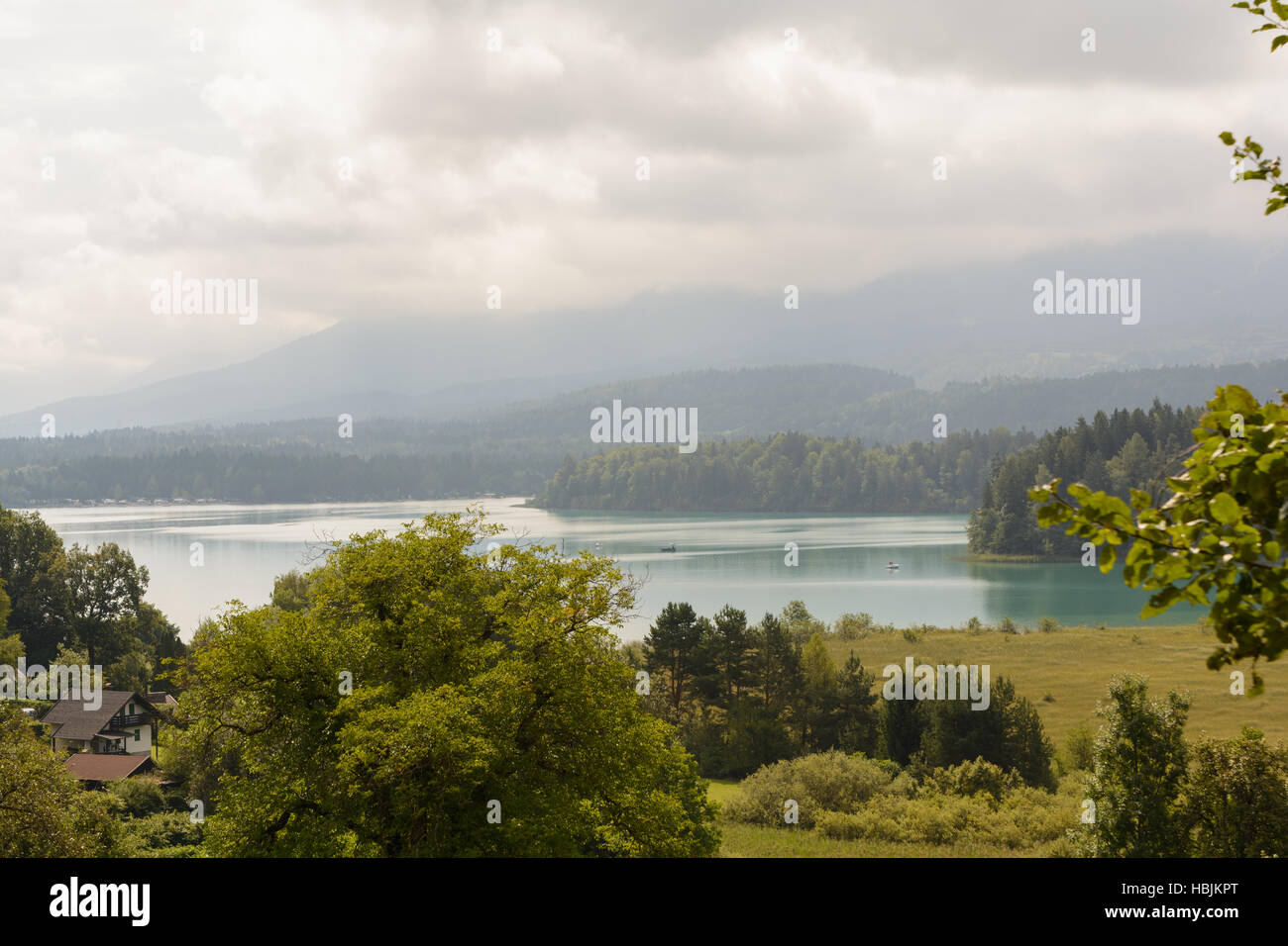 Panoramic view to lake Faaker See - Austria Stock Photo