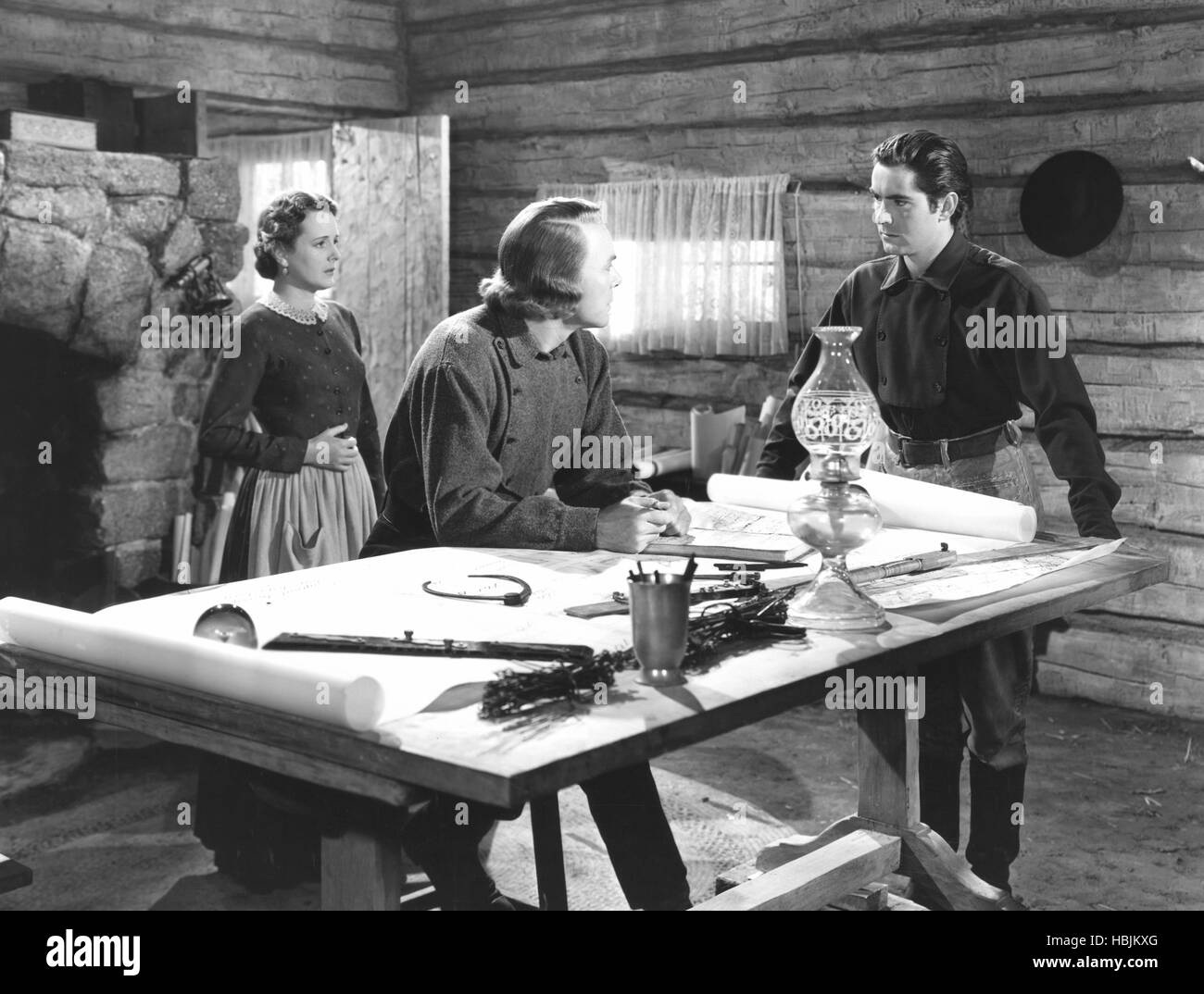 BRIGHAM YOUNG, from left: Mary Astor, Dean Jagger, tyrone Power, 1940, TM &  Copyright © 20th Century Fox Film Corp./courtesy Stock Photo - Alamy