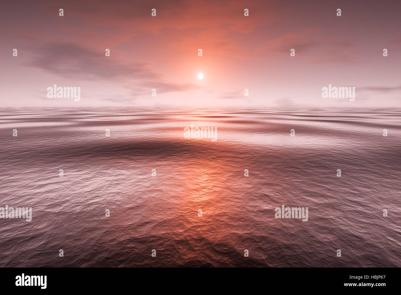 a red sunset over the sea Stock Photo - Alamy