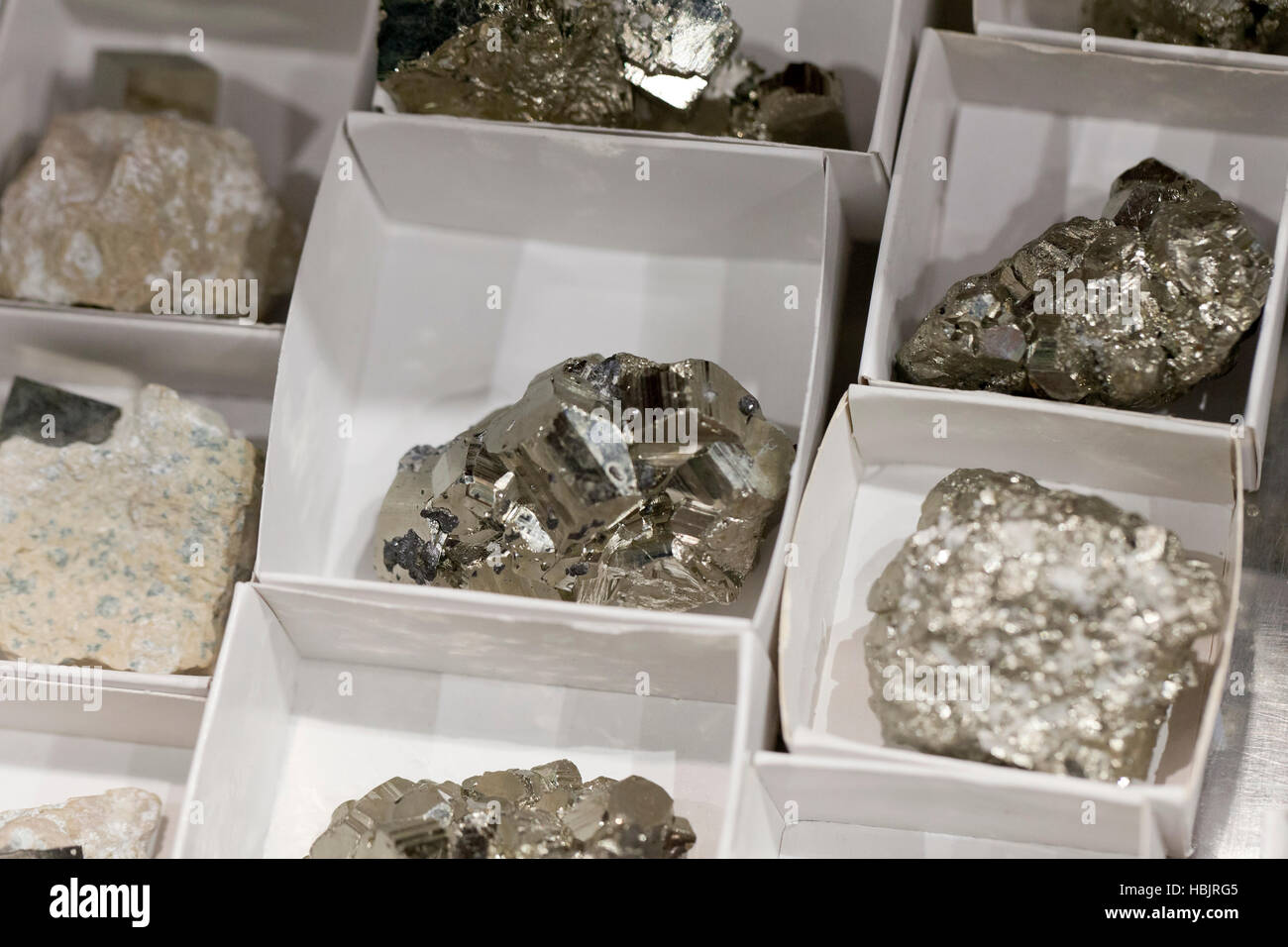 Cubic solid pyrite cluster specimens - USA Stock Photo