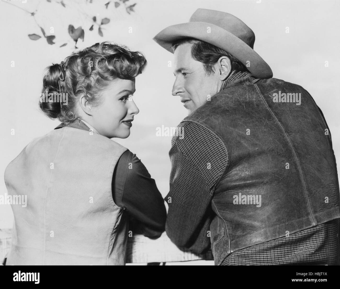 THE BOY FROM OKLAHOMA, Nancy Olson, Will Rogers, Jr., 1954 Stock Photo