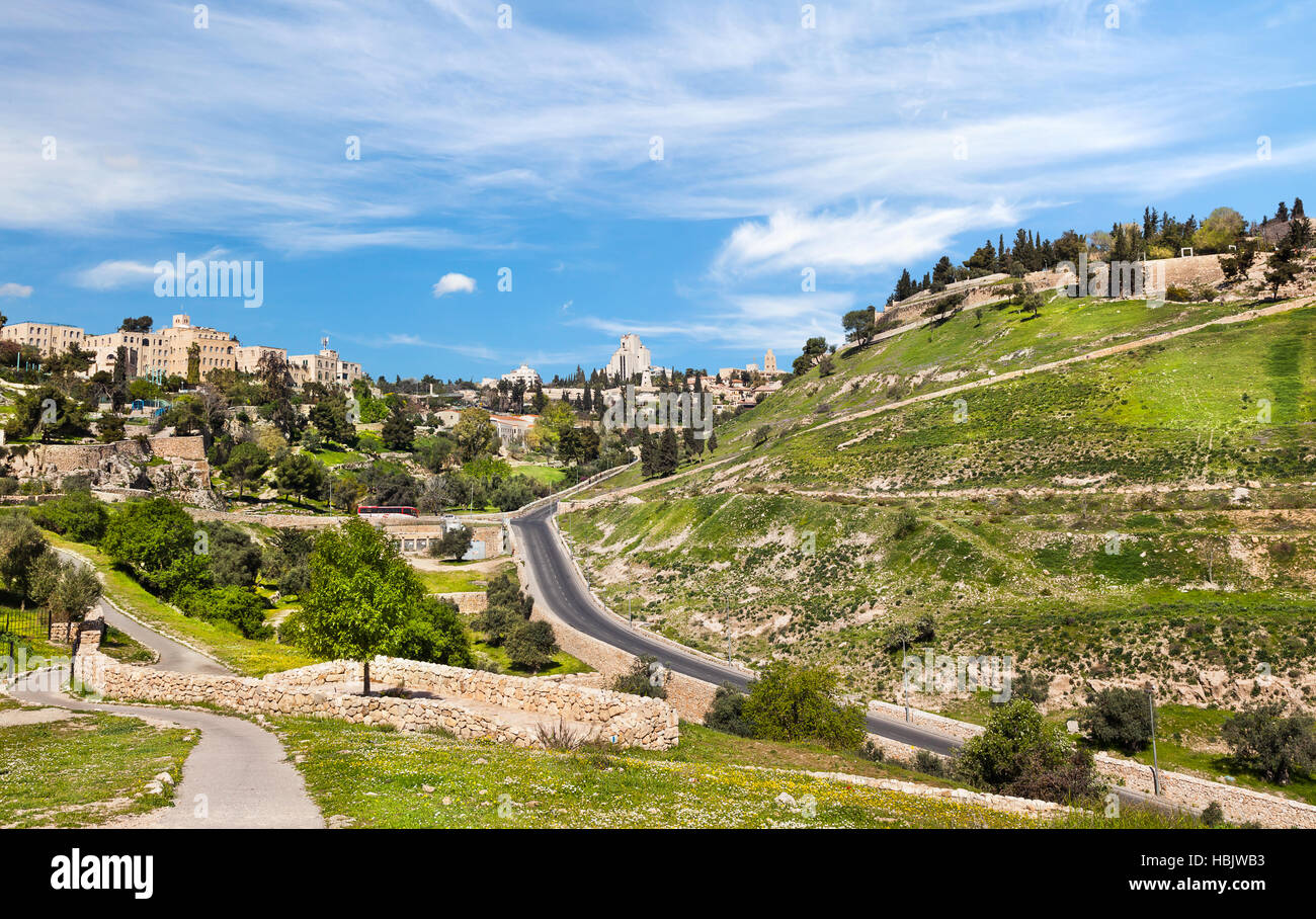 Panorama of West Jerusalem Yemin Moshe Stock Photo
