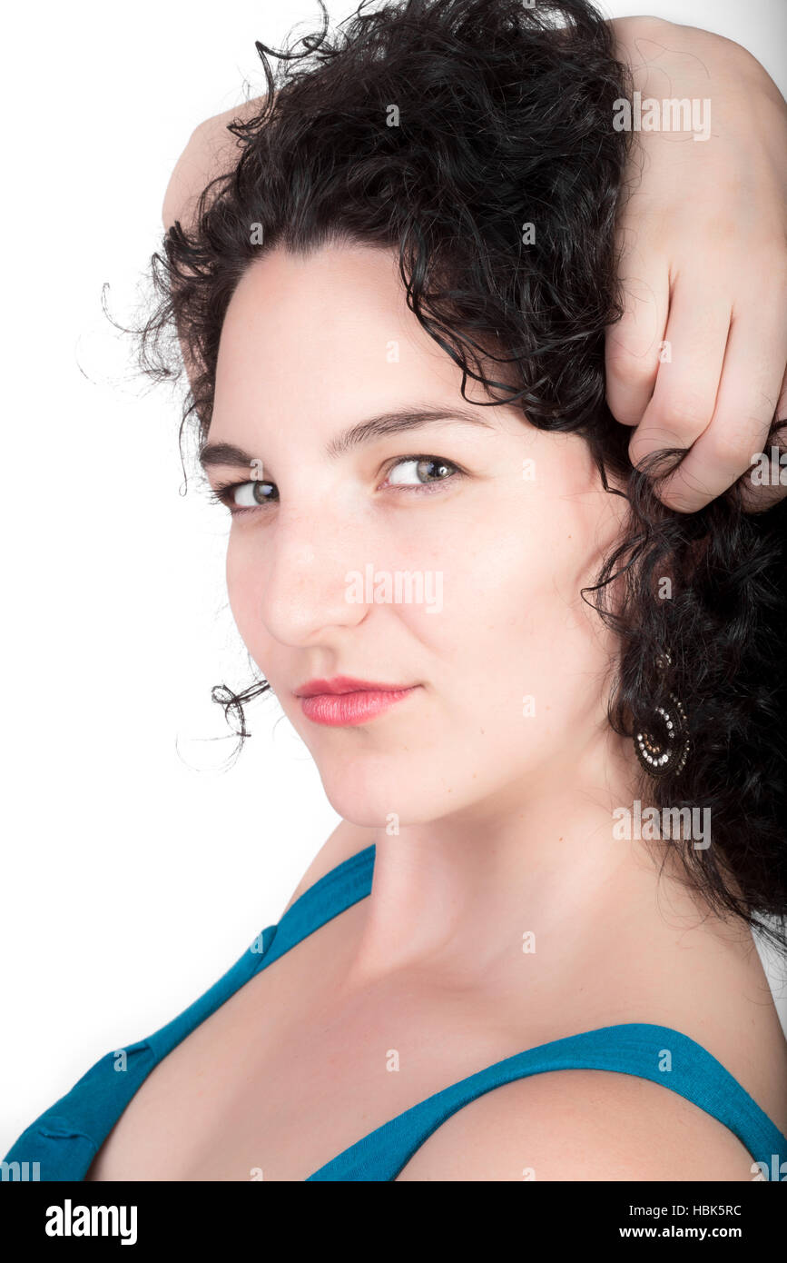 Portrait of a young woman with black hair. Stock Photo