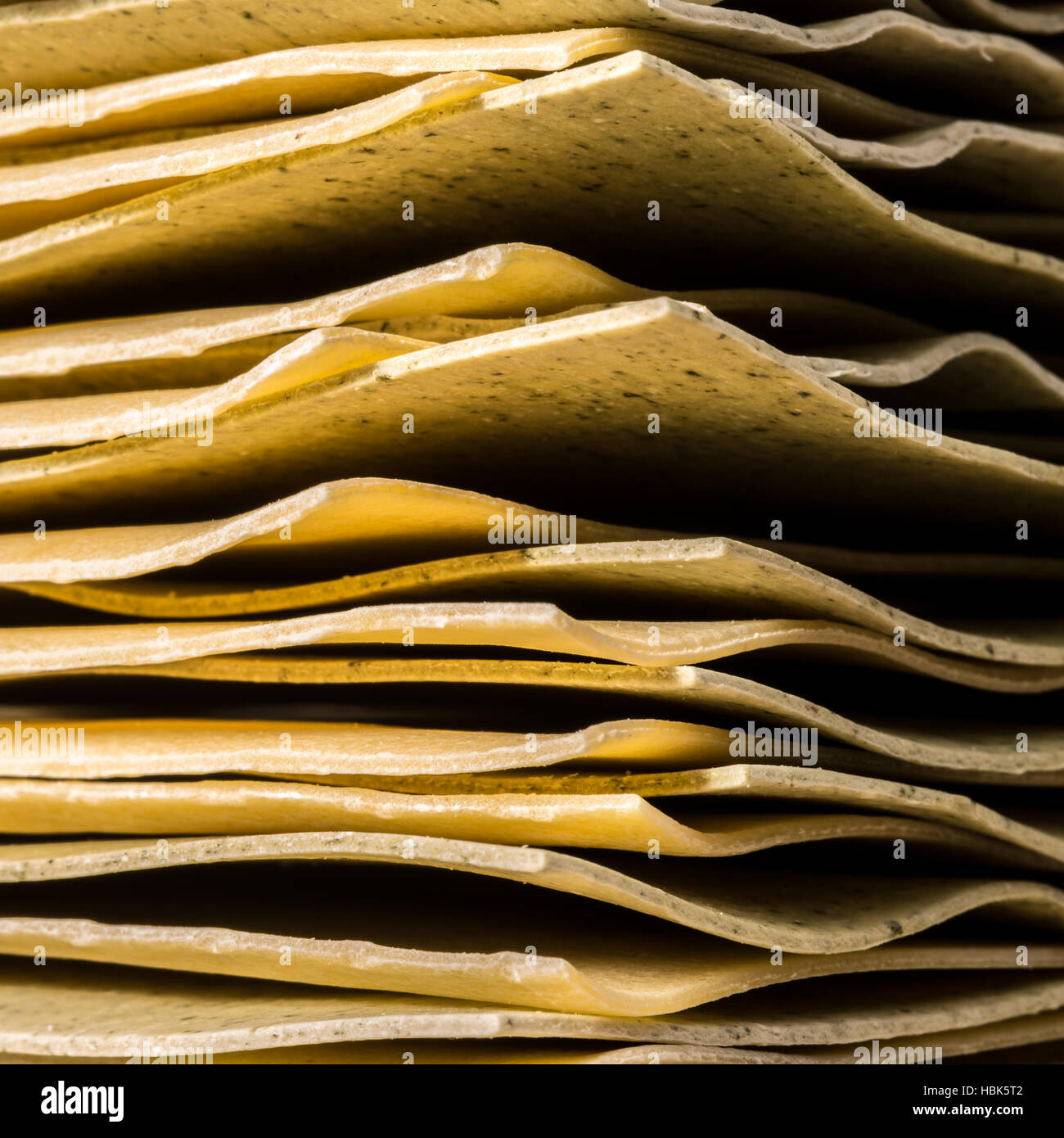Up close view of pieces of raw lasagne Stock Photo