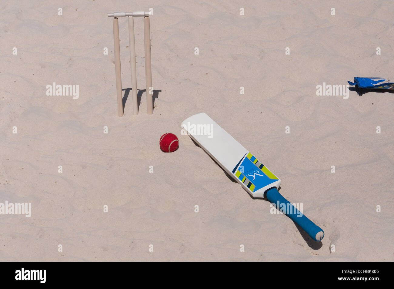 Children's cricket set on Surfers Paradise Beach, Surfers Paradise