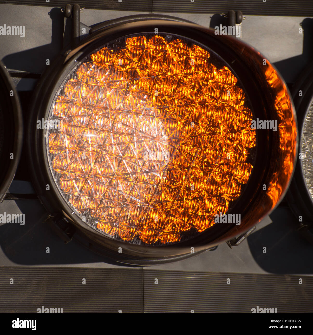 Orange Traffic Light with LED Lights Stock Photo