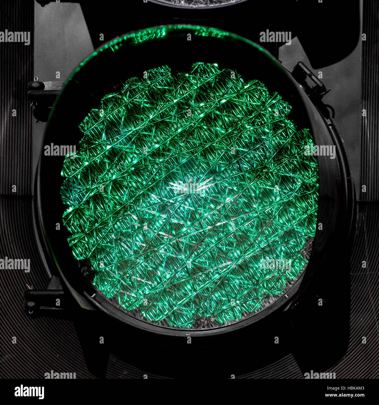 Green Traffic Light up close Stock Photo
