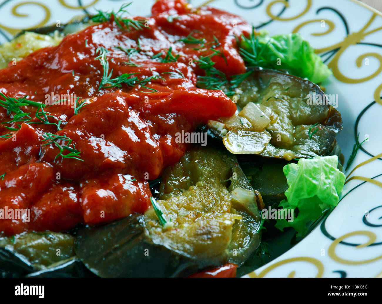 Turkish appetizer of marinated eggplant Stock Photo Alamy