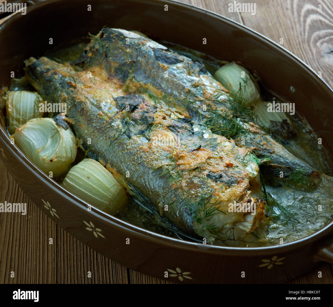 baked Sea Bass Stock Photo - Alamy