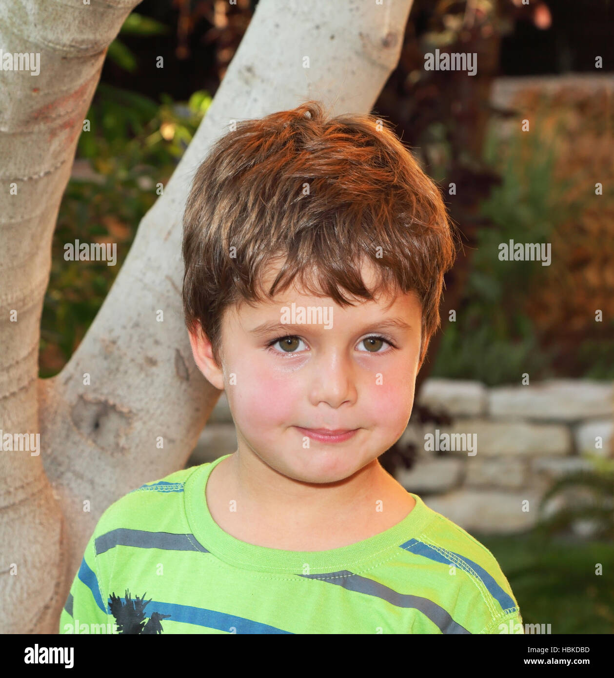 Boy pensively posing Stock Photo