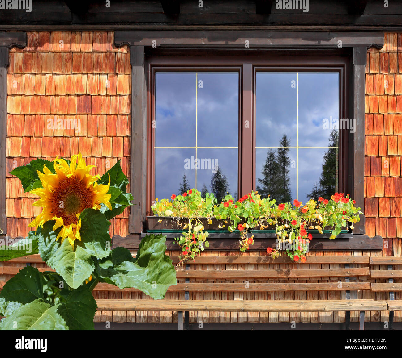 The cafe in Austrian Alps Stock Photo