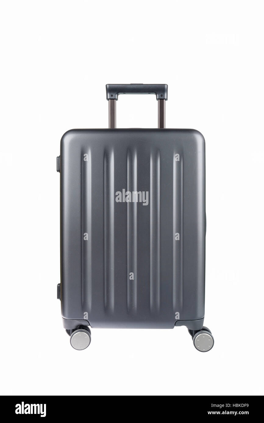 grey travel luggage isolated Stock Photo