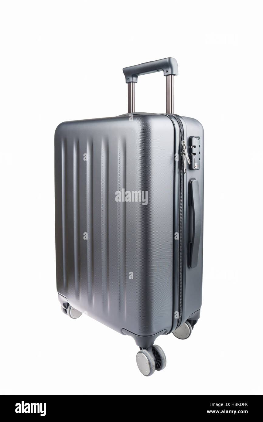 grey travel luggage isolated Stock Photo