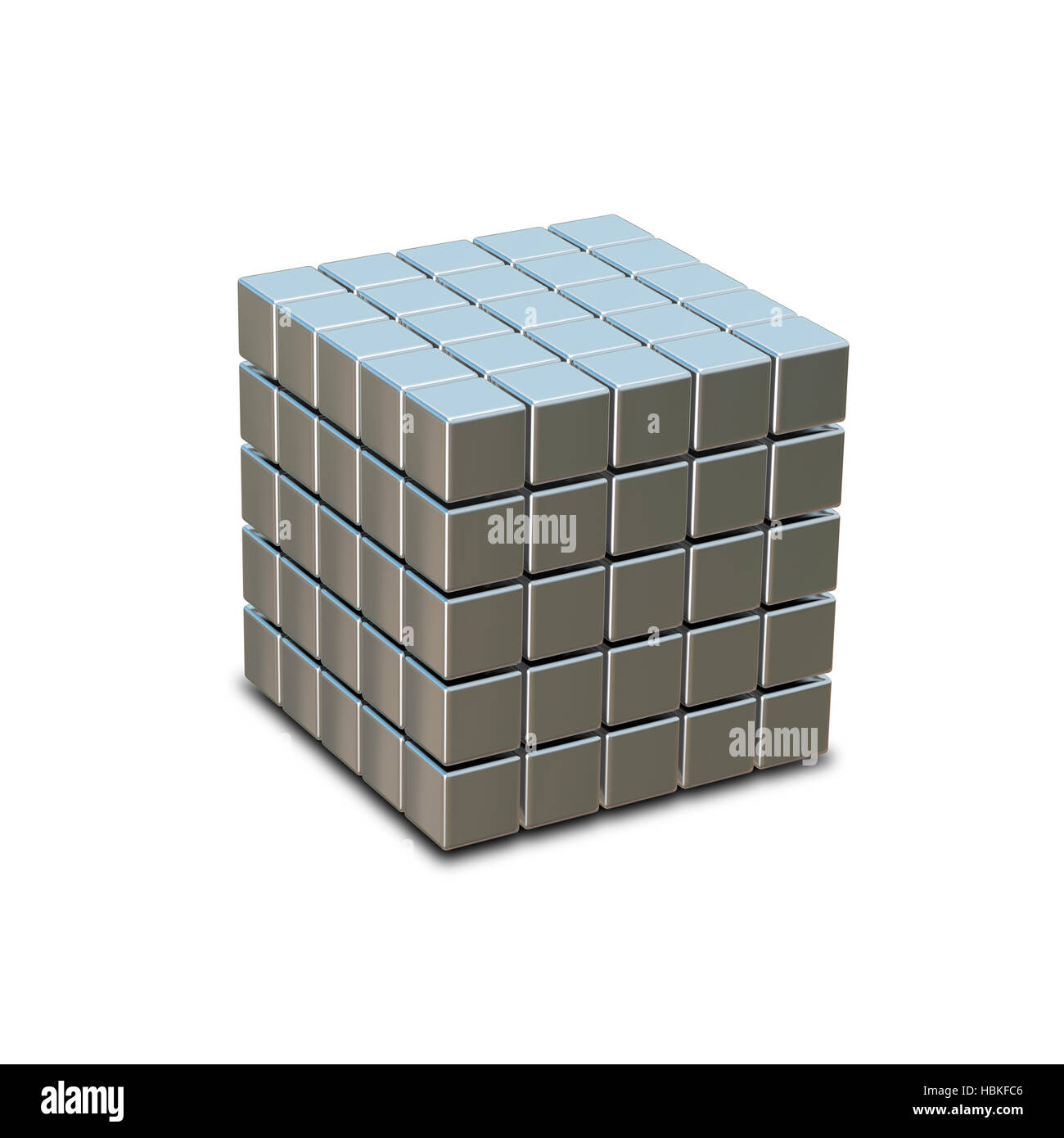3D illustration of metal cube made of small cubes Stock Photo Alamy