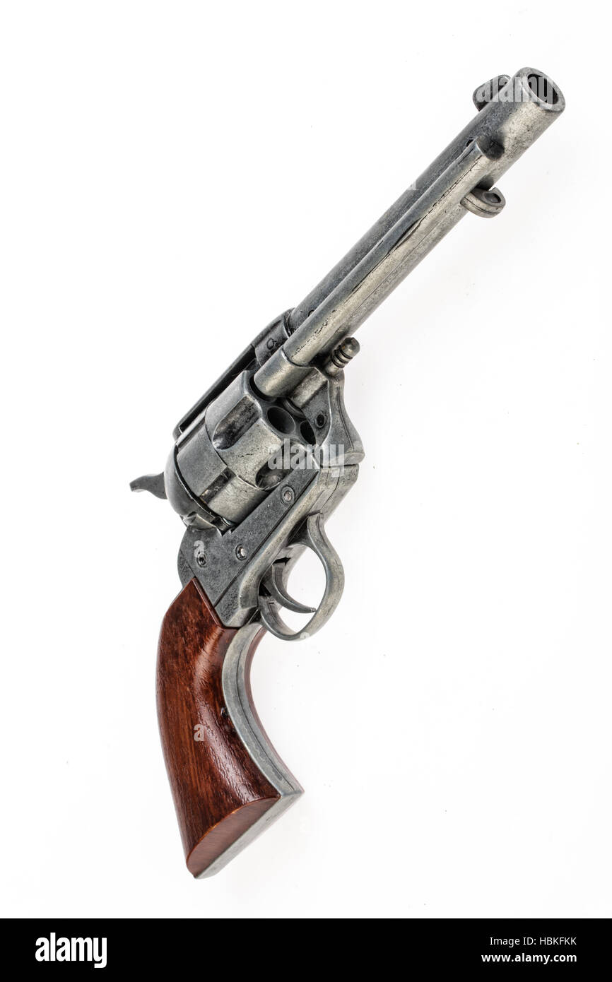 Old Revolver On Isolated Background Stock Photo