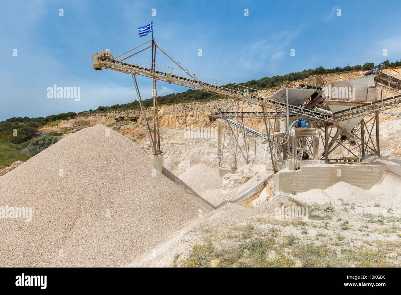Machine in Greece mining gravel Stock Photo