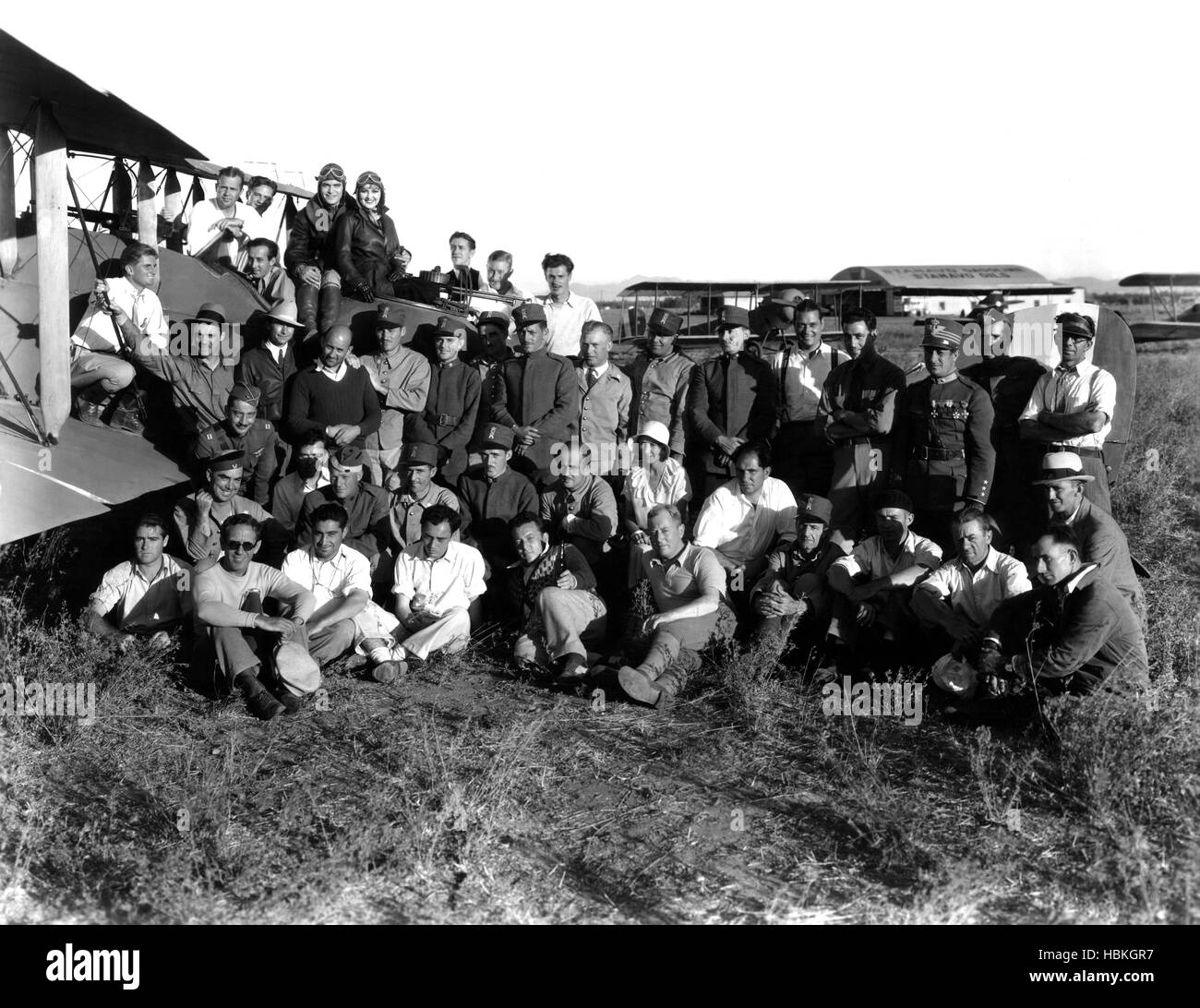 COCK OF THE AIR, cast and crew on location at Metropolitan Airport, Van