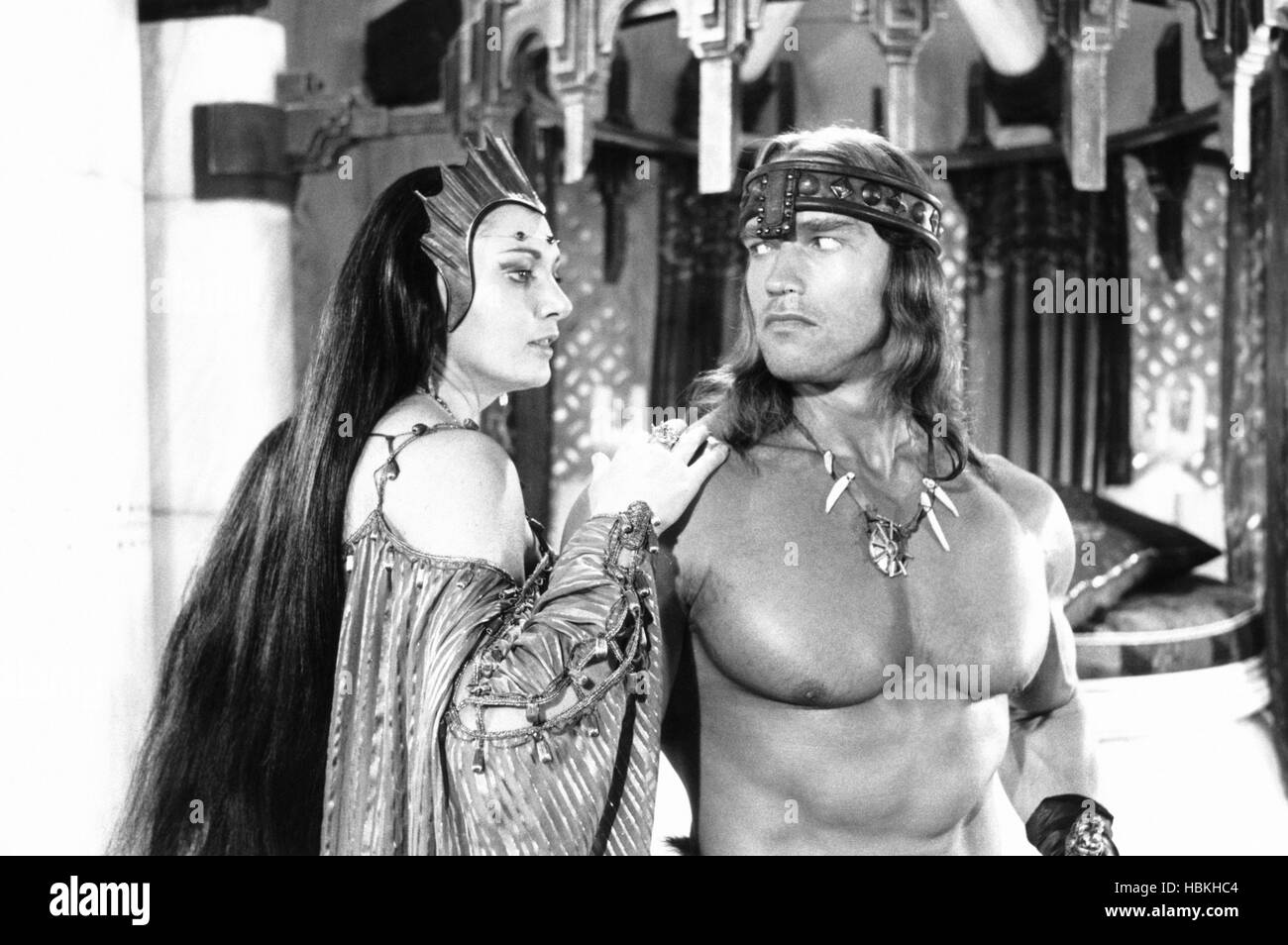 CONAN THE DESTROYER, from left, Sarah Douglas, Arnold Schwarzenegger