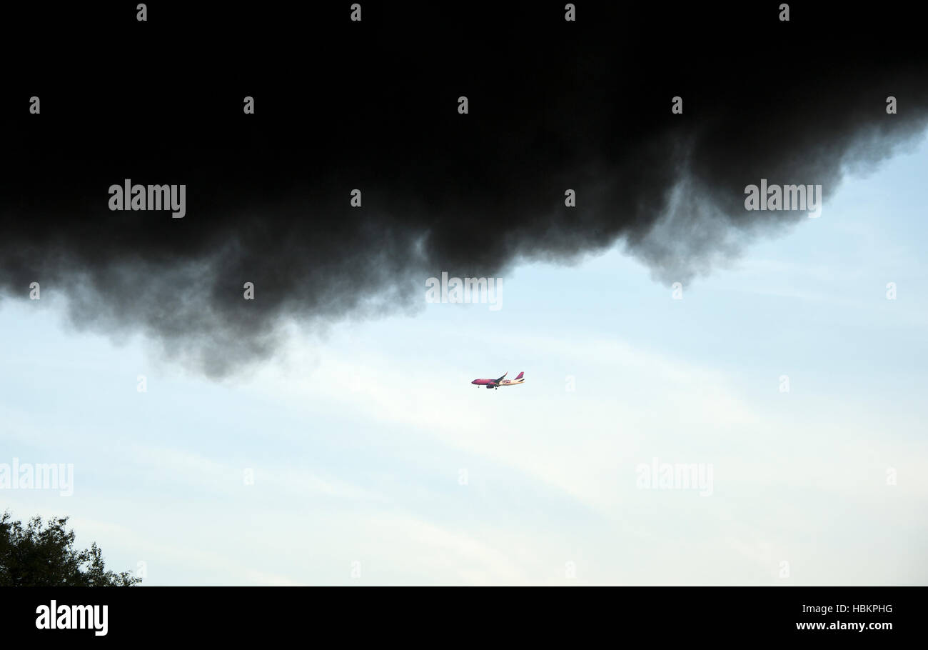 Large Fire Smoke Cloud Stock Photo