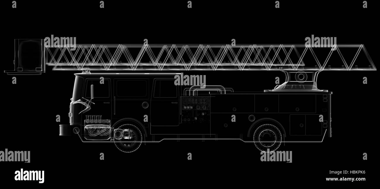 isoladed transparent fire truck Stock Photo