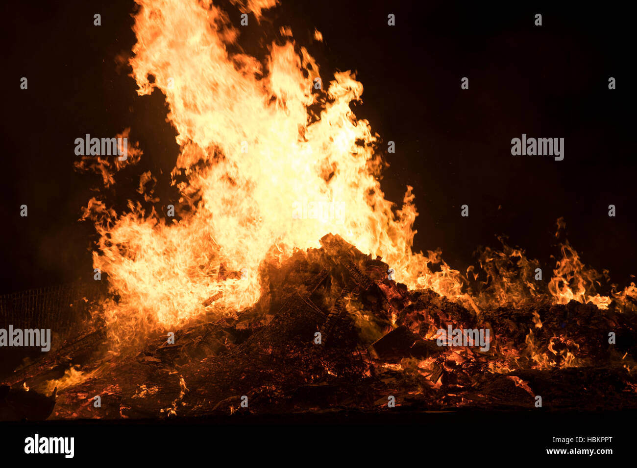 Nighttime Bonfire Stock Photo