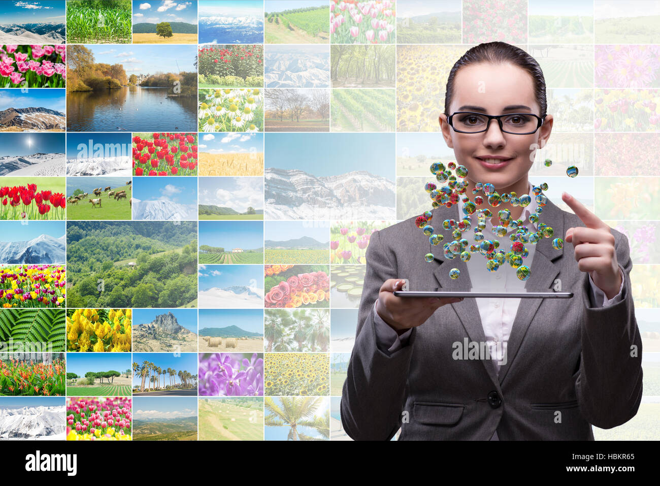 Woman in world travel concept Stock Photo