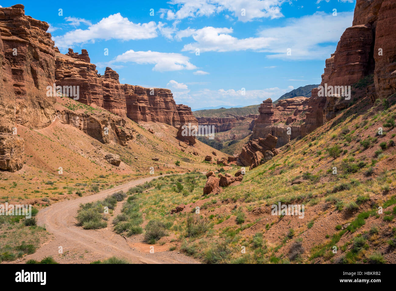 View over Sharyn or Charyn Canyon, Kazakhstan, second biggest canyon in the world Stock Photo