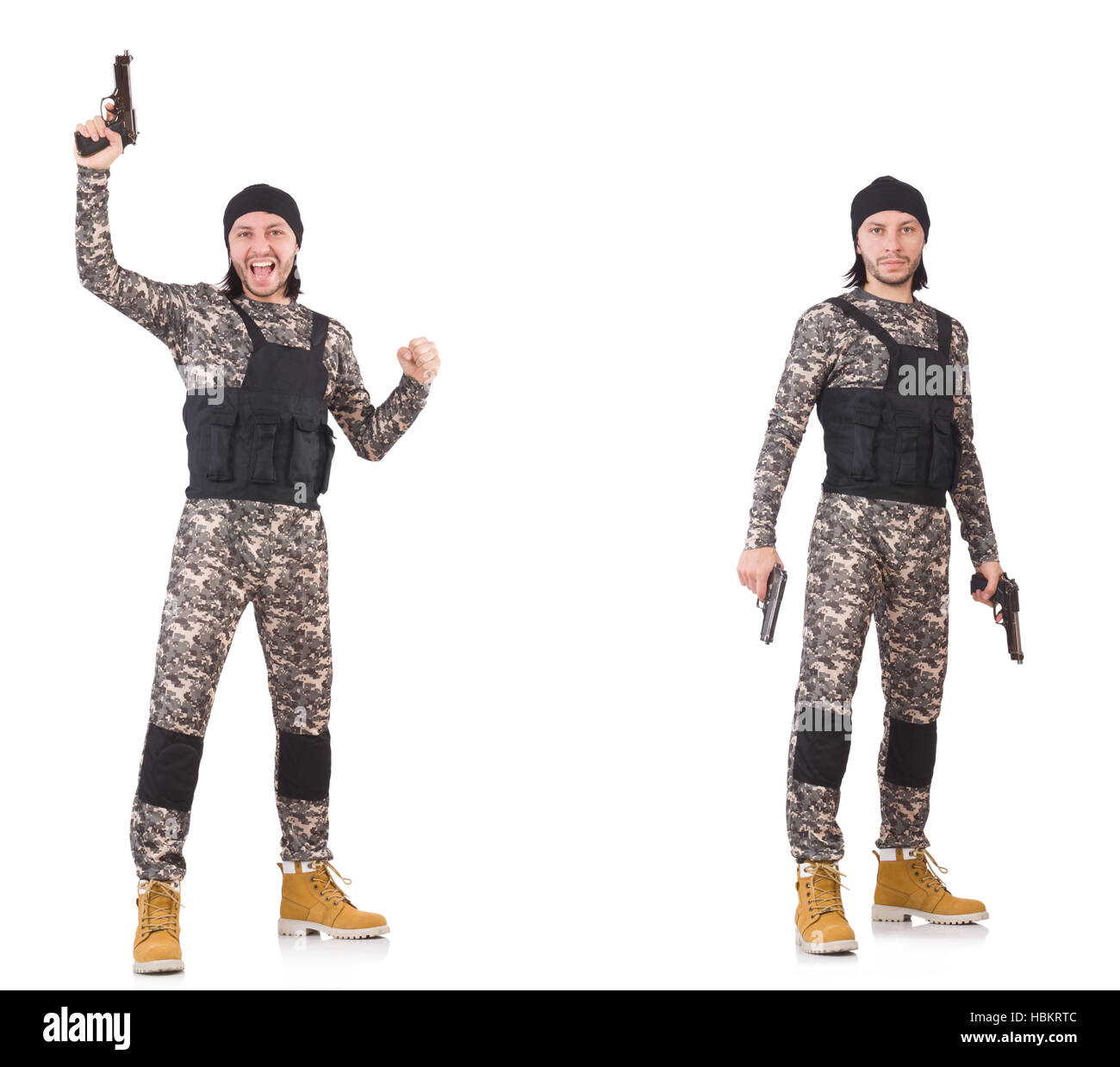 Soldier with gun isolated on white Stock Photo - Alamy
