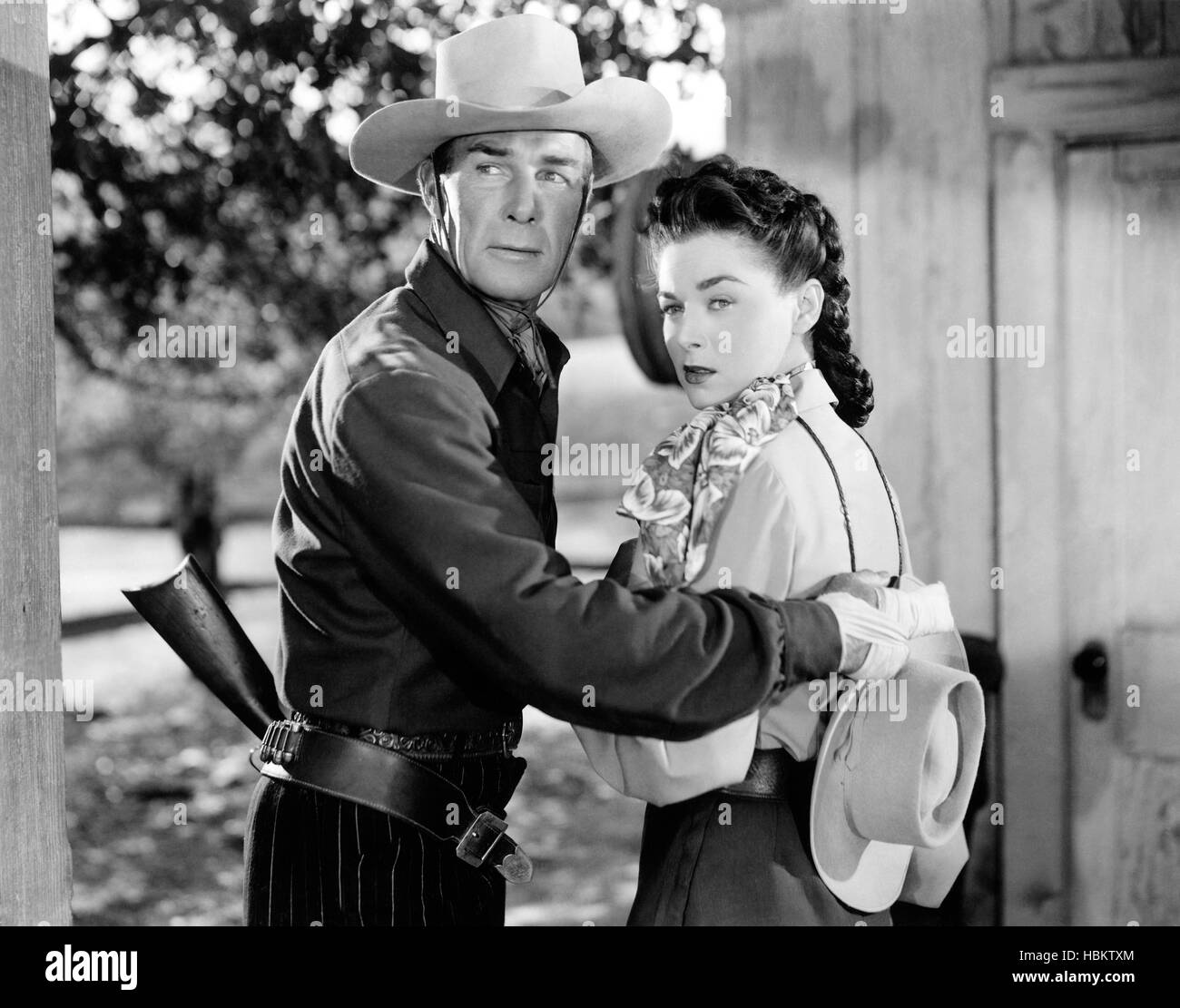 CORONER CREEK, Randolph Scott, Marguerite Chapman, 1948 Stock Photo Alamy