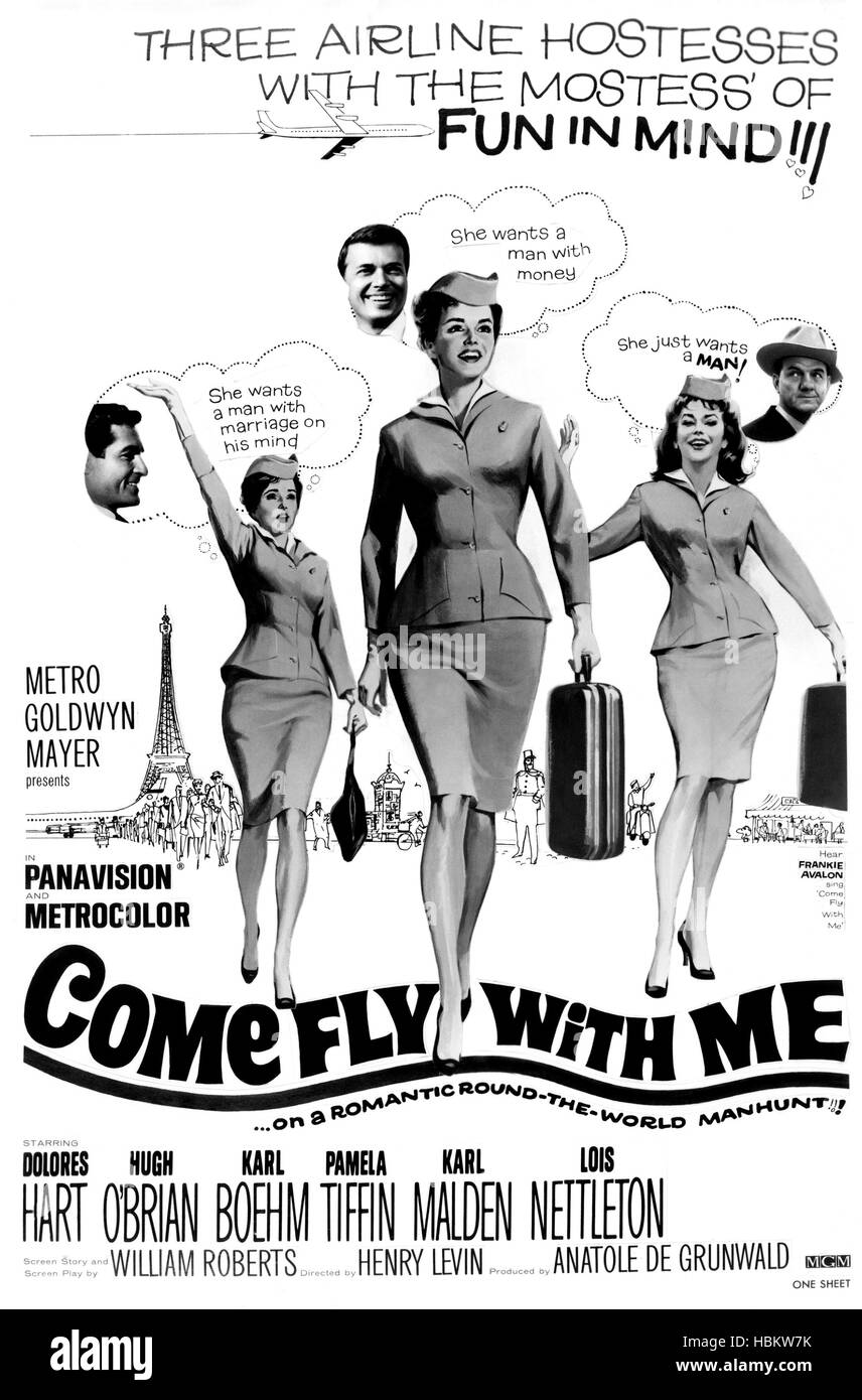 Come Fly With Me Us Poster Pamela Tiffin Dolores Hart Lois Nettleton Hugh O Brian Karl