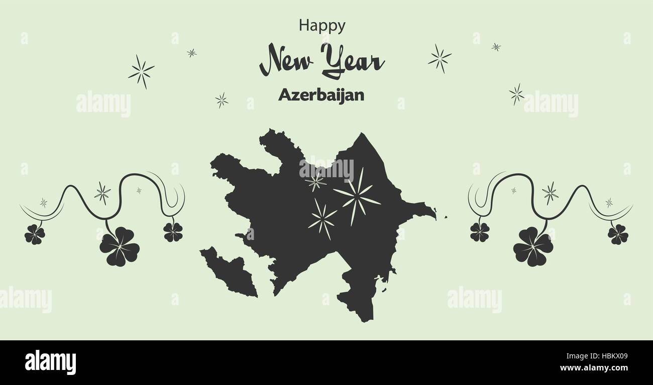 Happy New Year illustration theme with map of Azerbaijan Stock Vector