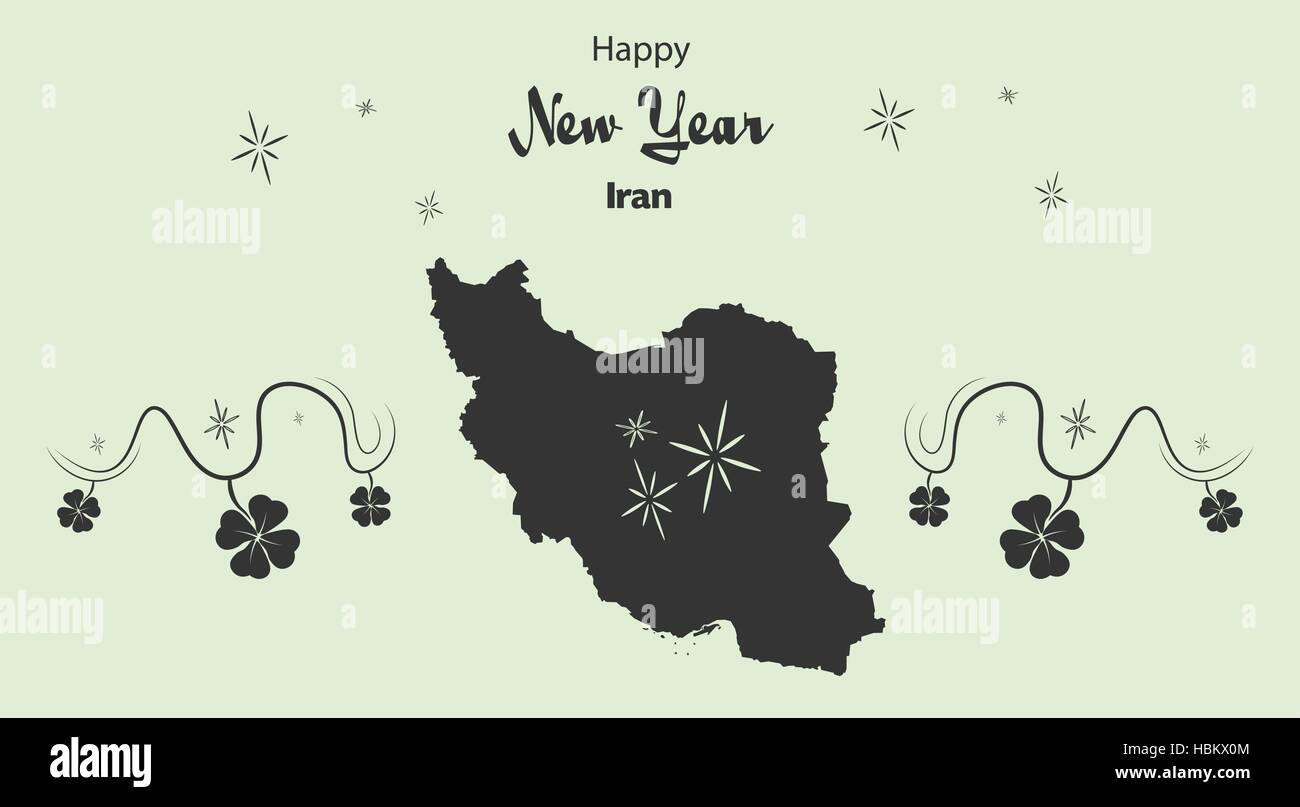 Happy New Year illustration theme with map of Iran Stock Vector