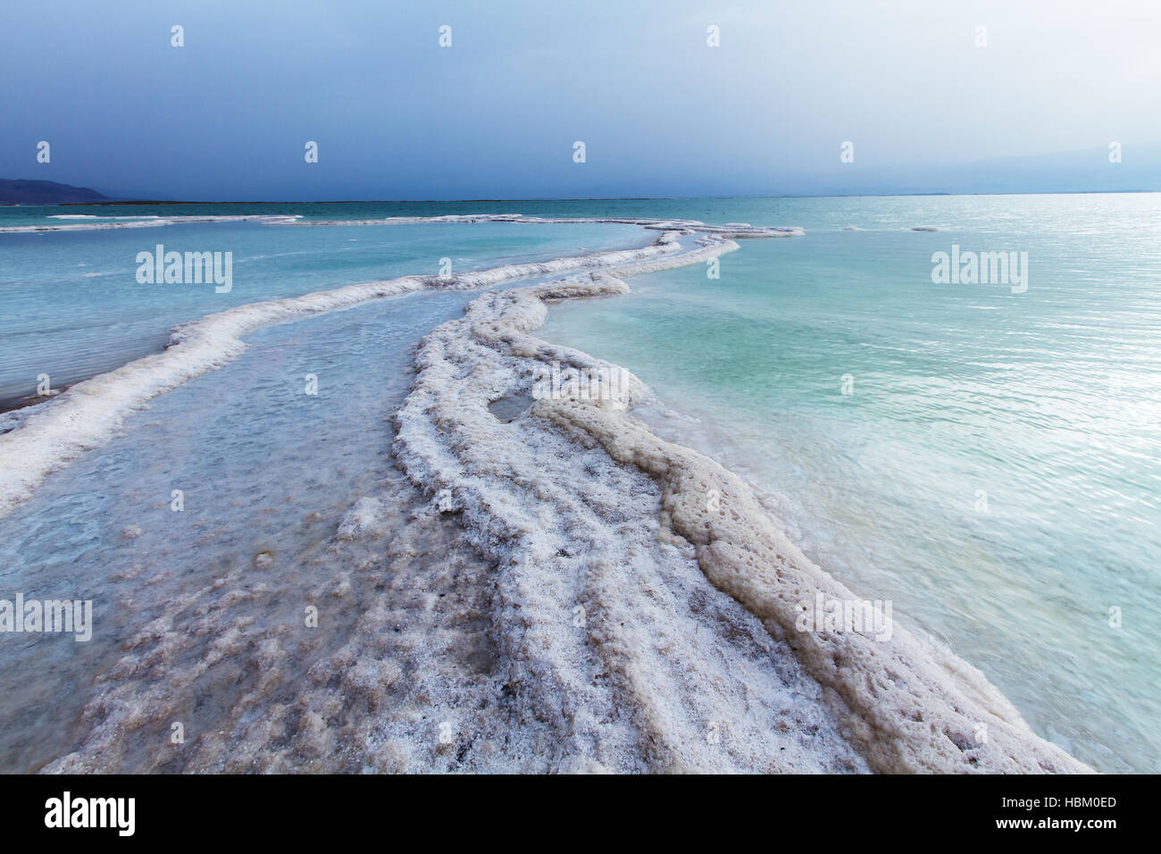 Beautiful photo coast of the Dead Sea , Israel . Bokeh . Stock Photo