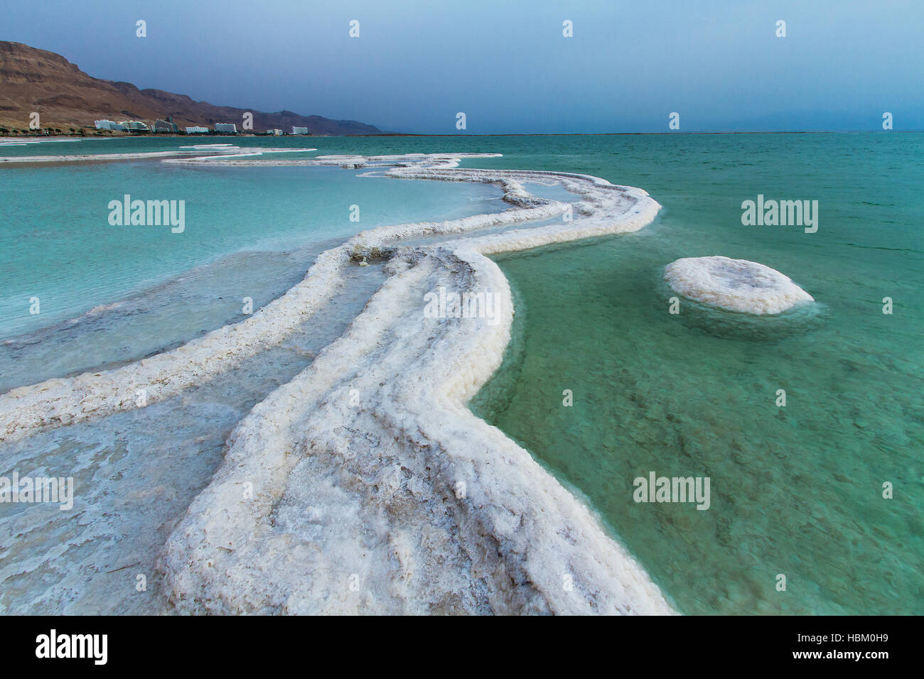 Beautiful photo coast of the Dead Sea , Israel . Bokeh . Stock Photo