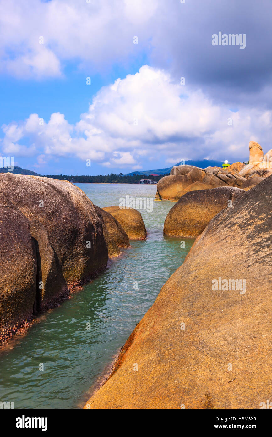 Huge stones polished smooth sea Stock Photo