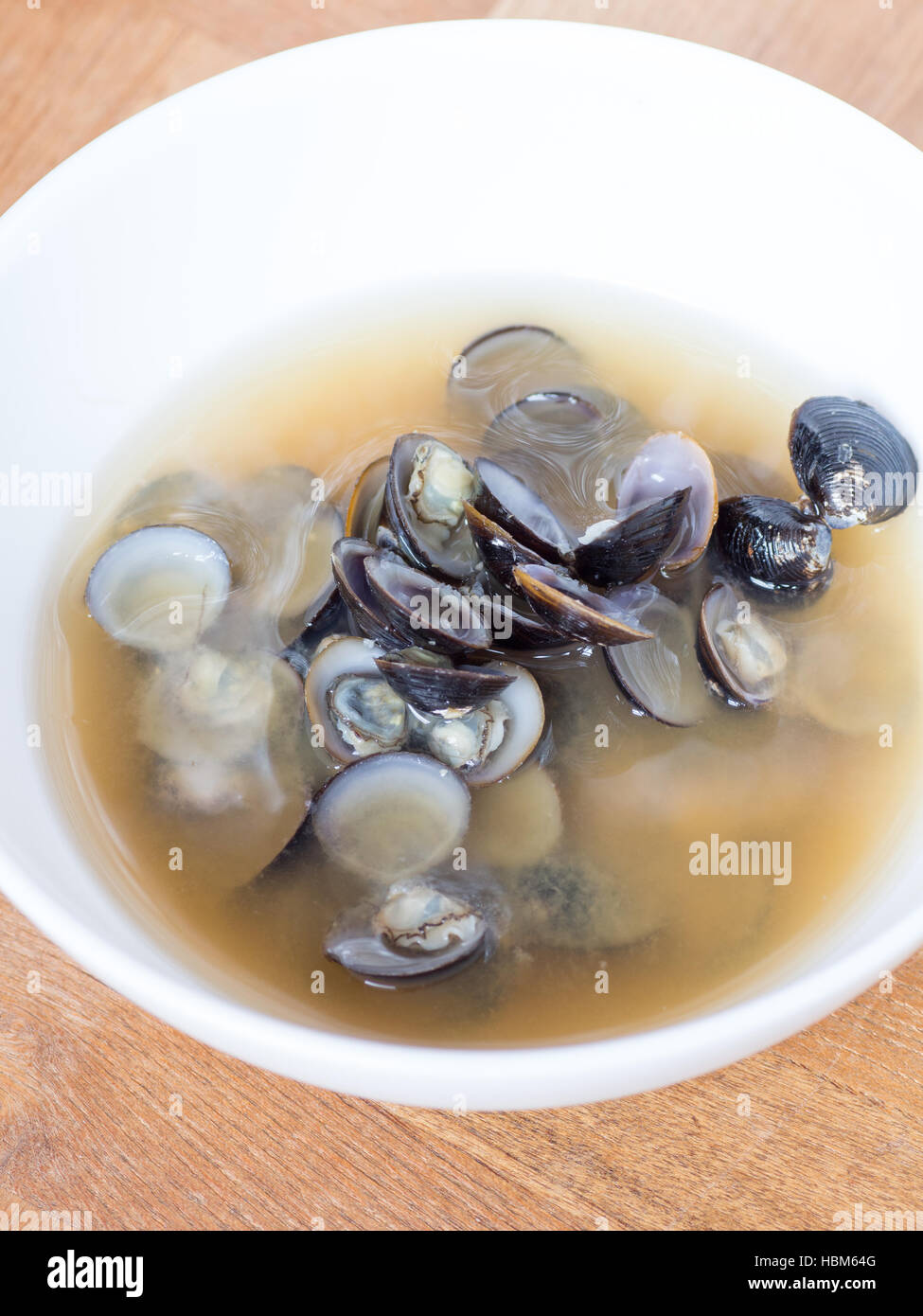 Japanese cuisine, shijimi clam miso soup in the white bowl Stock Photo