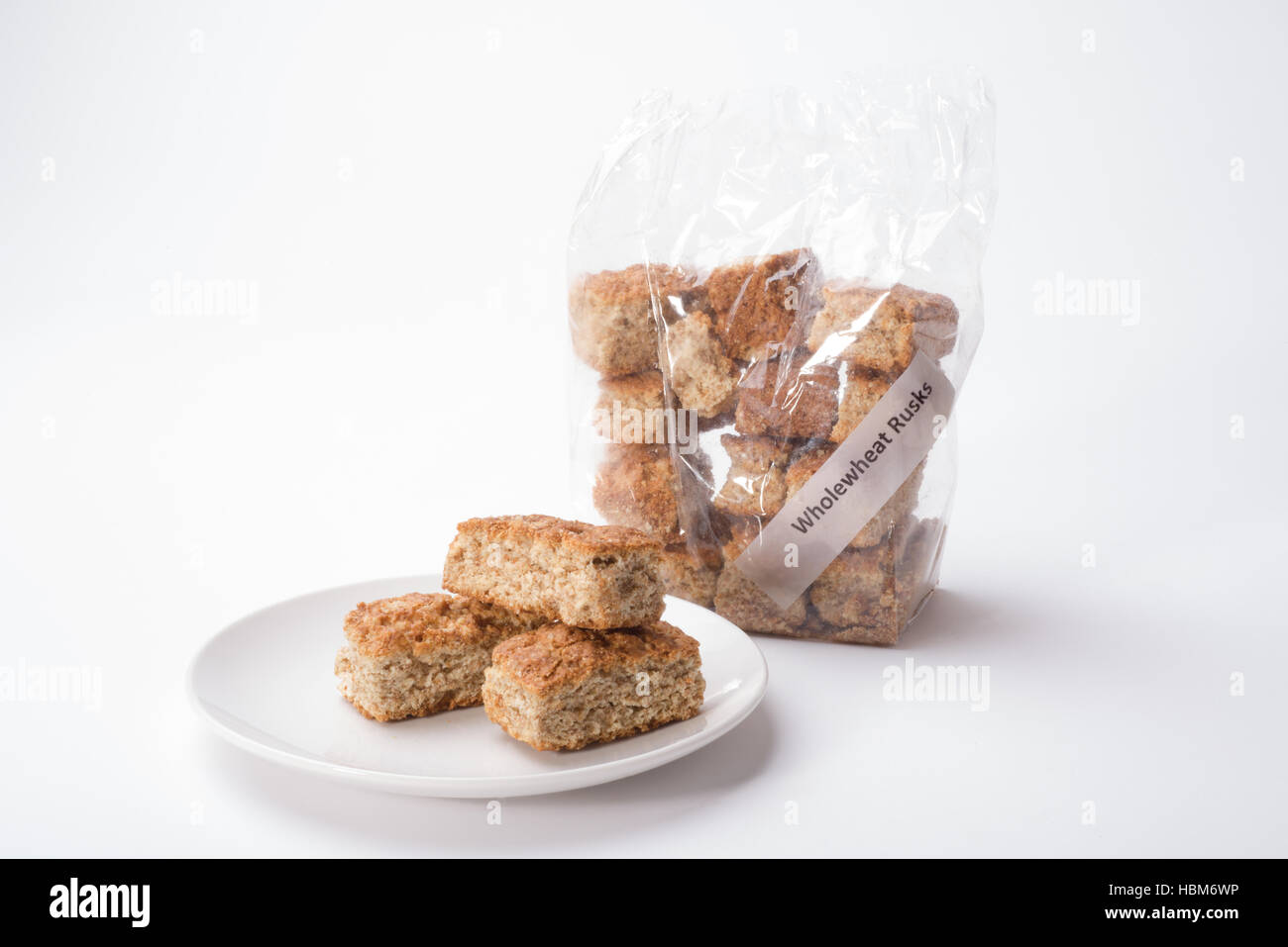 Wholewheat Rusks in bag and on plate Stock Photo - Alamy
