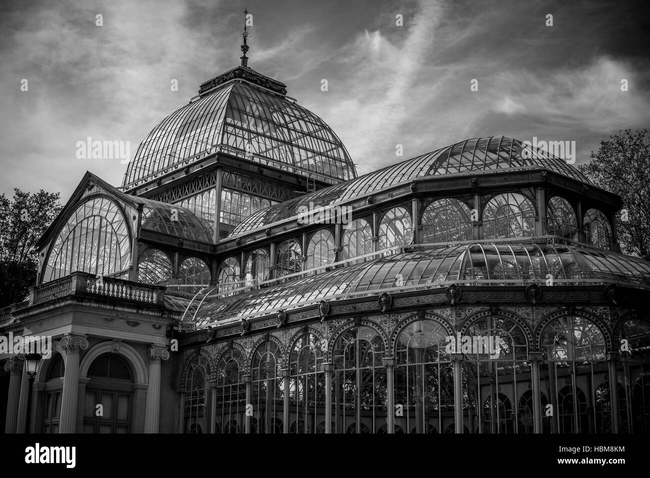 Glass palace of madrid in the garden of the retreat, spain Stock Photo